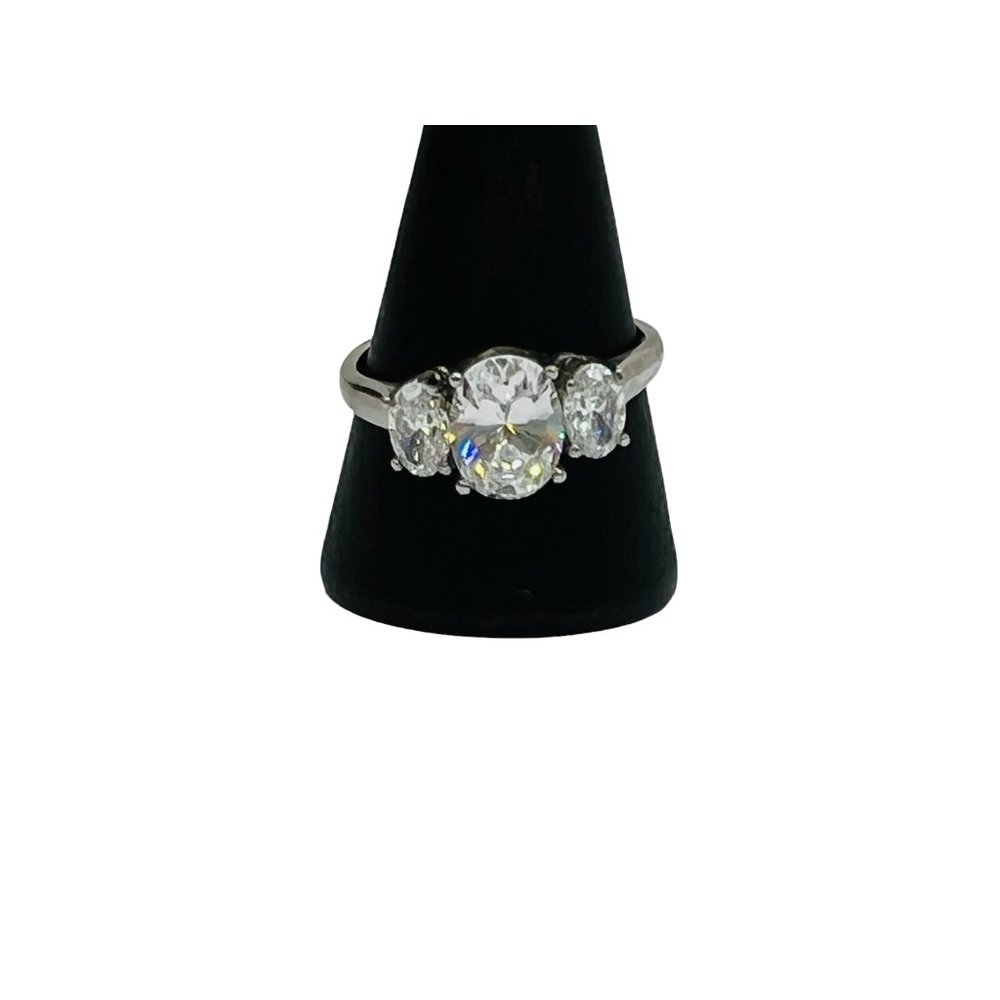 Ross-Simons 3 Stone Engagement Style Ring-Cubic Zirconia 925 Sterling Silver - 9